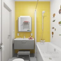 3D визуализация детской ванной комнаты 3.6 м2. Проект «Шире круг!»