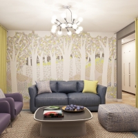 3D визуализация гостиной 17.8 м2. Проект «Ура! Каникулы!»