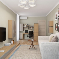 3D визуализация гостиной 21.1 м2. Проект «Домино»