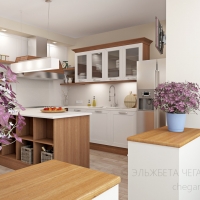 3D визуализация кухни 18.7 м2. Проект «Домино»