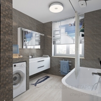3D визуализация ванной комнаты 8.2 м2. Проект «Кубик Рубика»