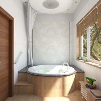 3D визуализация ванной комнаты 7.4 м2. Проект «Амадеус»