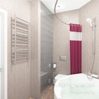 3D визуализация ванной комнаты 4.2 м2. Проект «Белая птица»