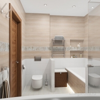 3D визуализация ванной комнаты 6.8 м2. Проект «Три колодца»