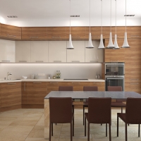 3D визуализация кухни-гостиной 44.4 м2. Проект «Три колодца»