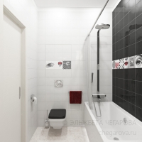 3D визуализация ванной комнаты 4.2 м2. Проект «Монпасье»