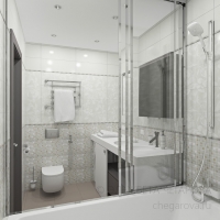 3D визуализация ванной комнаты 5.2 м2. Проект «СубМарина»