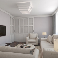 3D визуализация гостиной 16.4 м2. Проект «СубМарина»