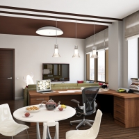 3D визуализация кухни-гостиной 27.1 м2. Проект «Игра в салочки»