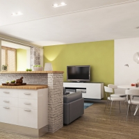 3D визуализация кухни-гостиной 36.3 м2. Проект «Кошкин Дом»