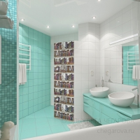 3D визуализация ванной комнаты 7.4 м2. Проект «Классические чтения»