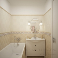 3D визуализация ванной комнаты 2.8 м2. Проект «Дом с мансардой»
