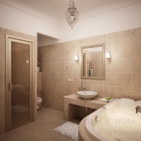 3D визуализация ванной комнаты 11.0 м2. Проект «Дом у моря»