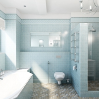 3D визуализация ванной комнаты 12.8 м2. Проект «Лазурит»