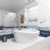 3D визуализация ванной комнаты 12.0 м2. Проект «Бригантина»