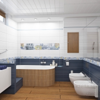 3D визуализация ванной комнаты 12.0 м2. Проект «Бригантина»