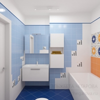 3D визуализация ванной комнаты 5.3 м2. Проект «Мама, папа, я - спортивная семья!»
