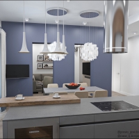 3D визуализация. Кухня 27,1 м2. Проект «Экспедиция на север»