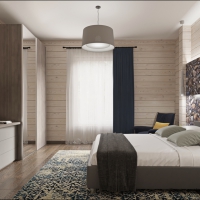 3D визуализация. Спальня для гостей 2, 1 этаж. Проект «Дом из бруса Тироль»