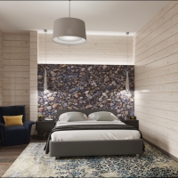 3D визуализация. Спальня для гостей 2, 1 этаж. Проект «Дом из бруса Тироль»